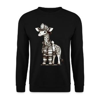 Cute Giraffe Firefighter - Unisex Pullover - Schwarz - Vorne - Alina (178cm) & Michal (187cm)