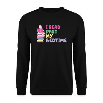 Ich Lese Nach Der Schlafenszeit Einhorn - Unisex Pullover - Schwarz - Vorne - Alina (178cm) & Michal (187cm)