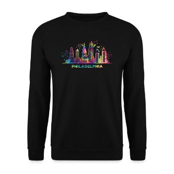 Philadelphian Skyline Philadelphia - Unisex Pullover - Schwarz - Vorne - Alina (178cm) & Michal (187cm)