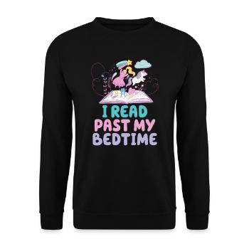 Ich Lese Nach Der Schlafenszeit Einhorn - Unisex Pullover - Schwarz - Vorne - Alina (178cm) & Michal (187cm)