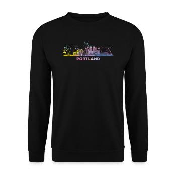 Portlander Skyline Portland - Unisex Sweatshirt - black - Front - Alina (178cm) & Michal (187cm)