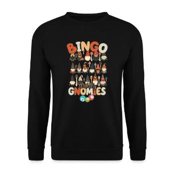 Bingo Mit Meinen Gnomies Lustiges Bingo - Unisex Pullover - Schwarz - Vorne - Alina (178cm) & Michal (187cm)