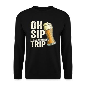 Geschwister Oh Sip Its A Brothers Trip - Unisex Sweatshirt - black - Front - Alina (178cm) & Michal (187cm)