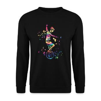 Einradfahrer Einradfahren Einrad - Unisex Pullover - Schwarz - Vorne - Alina (178cm) & Michal (187cm)