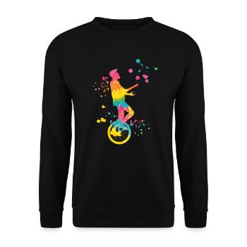 Einradfahrer Einradfahren Einrad - Unisex Pullover - Schwarz - Vorne - Alina (178cm) & Michal (187cm)