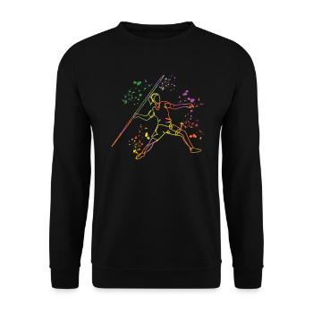 Javelin Throw Colorsplash Javelin Throw - Unisex Sweatshirt - black - Front - Alina (178cm) & Michal (187cm)
