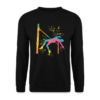 Hochspringer Wasserfarben Hochsprung - Unisex Pullover - Schwarz - Vorne - Alina (178cm) & Michal (187cm)