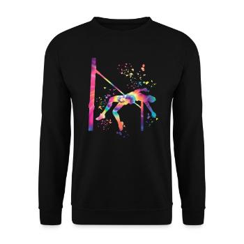 Hochspringer Wasserfarben Hochsprung - Unisex Pullover - Schwarz - Vorne - Alina (178cm) & Michal (187cm)