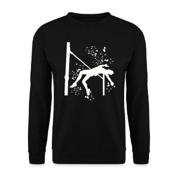 Hochspringer Wasserfarben Hochsprung - Unisex Pullover - Schwarz - Vorne - Alina (178cm) & Michal (187cm)