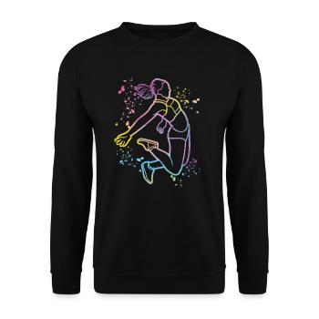 Weitspringer Weitspringen Kinder Weitsprung - Unisex Pullover - Schwarz - Vorne - Alina (178cm) & Michal (187cm)