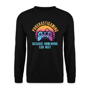Gamer Procrastigame Devoirs Jeux - Sweat-shirt Unisexe - noir - Devant - Alina (178cm) & Michal (187cm)
