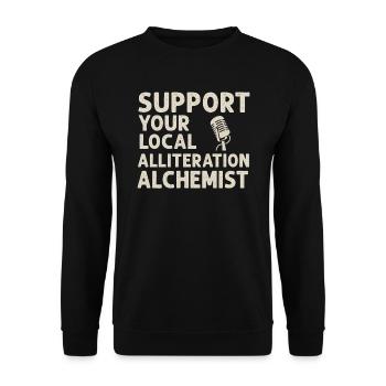Poetry Slam Pun Warrior Slam Poetry - Unisex Sweatshirt - black - Front - Alina (178cm) & Michal (187cm)