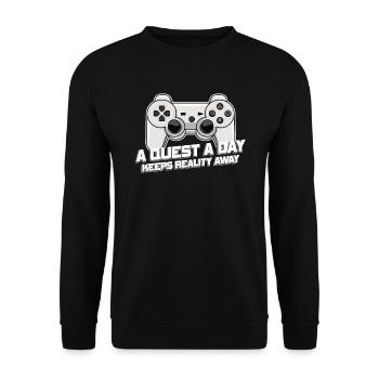 Gamer A Quest A Day Spielen - Unisex Pullover - Schwarz - Vorne - Alina (178cm) & Michal (187cm)