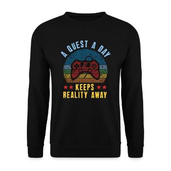 Jouer à Gamer A Quest A Day - Sweat-shirt Unisexe - noir - Devant - Alina (178cm) & Michal (187cm)