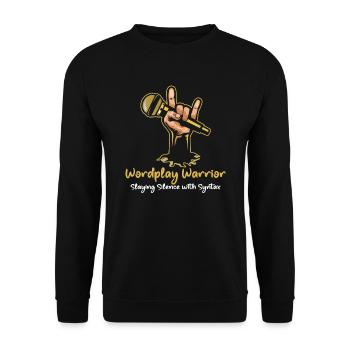 Poetry Slam Wortspiel Krieger Slam-poesie - Unisex Pullover - Schwarz - Vorne - Alina (178cm) & Michal (187cm)