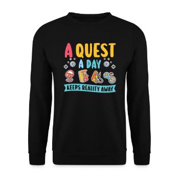 Jouer à Gamer A Quest A Day - Sweat-shirt Unisexe - noir - Devant - Alina (178cm) & Michal (187cm)