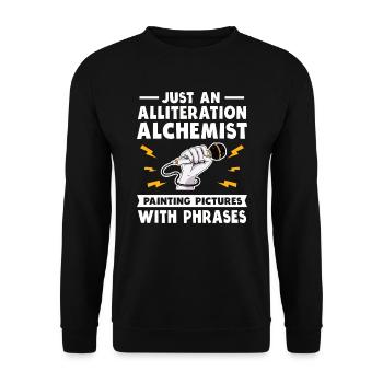 Alliteration Alchemist Poetry Slam - Unisex Sweatshirt - black - Front - Alina (178cm) & Michal (187cm)