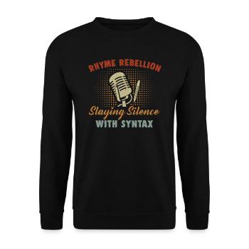 Slam Poetry Reim Rebellion Poetry Slam - Unisex Pullover - Schwarz - Vorne - Alina (178cm) & Michal (187cm)