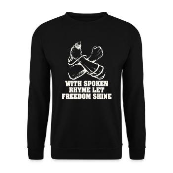 Poetry Slam Gesprochener Reim Slam Poesie - Unisex Pullover - Schwarz - Vorne - Alina (178cm) & Michal (187cm)