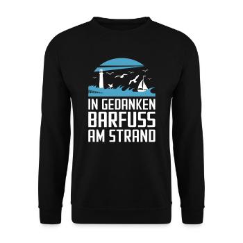 Baltic Sea North Sea coast Barefoot on the beach in thoughts - Unisex Sweatshirt - black - Front - Alina (178cm) & Michal (187cm)