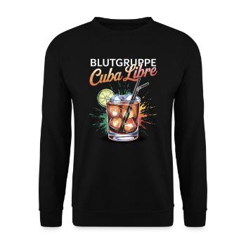 Blutgruppe Cuba Libre Cocktail Barkeeper - Unisex Pullover - Schwarz - Vorne - Alina (178cm) & Michal (187cm)