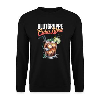 Blutgruppe Cuba Libre Cocktail Barkeeper - Unisex Pullover - Schwarz - Vorne - Alina (178cm) & Michal (187cm)