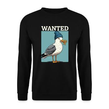Wanted Seagull avec des frites bonnet illustration - Sweat-shirt Unisexe - noir - Devant - Alina (178cm) & Michal (187cm)