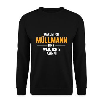 Müllmann Müllabfuhr - Unisex Pullover - Schwarz - Vorne - Alina (178cm) & Michal (187cm)