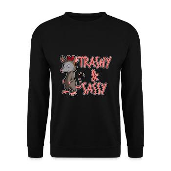 Opossum Design für Possum Fans und Opossum Fans - Unisex Pullover - Schwarz - Vorne - Alina (178cm) & Michal (187cm)