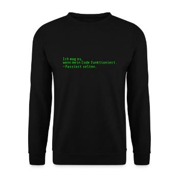 Programmierer-Humor: Code funktioniert selten - Unisex Pullover - Schwarz - Vorne - Alina (178cm) & Michal (187cm)