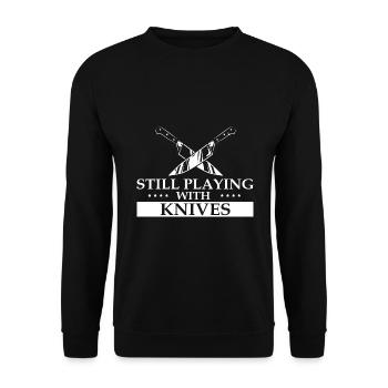 Games with Knife Knife Collector Knife Fan - Unisex Sweatshirt - black - Front - Alina (178cm) & Michal (187cm)