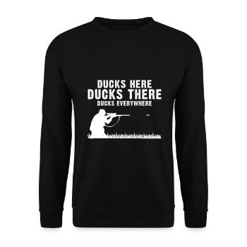 Funny Duck Hunting Design Hunters Hunting Ducks Design - Unisex Sweatshirt - black - Front - Alina (178cm) & Michal (187cm)