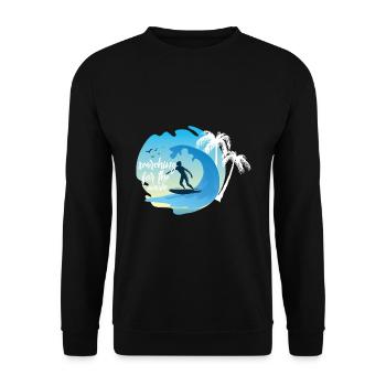 Surfing surfer wave rider wave wave surfboard - Unisex Sweatshirt - black - Front - Alina (178cm) & Michal (187cm)