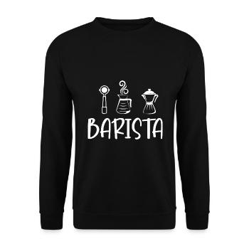 Barista Kaffee Coffeeshop Papa Kaffeeliebhaber - Unisex Pullover - Schwarz - Vorne - Alina (178cm) & Michal (187cm)