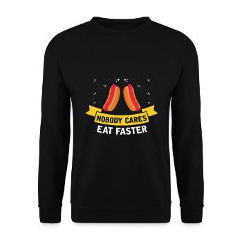 Schnell Essen Hot Dog Hotdog FastFood - Unisex Pullover - Schwarz - Vorne - Alina (178cm) & Michal (187cm)