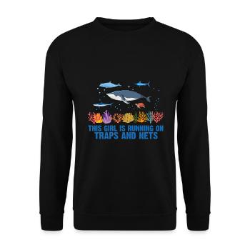 Girl Net Boat Marine Biologist Biology Ocean - Unisex Sweatshirt - black - Front - Alina (178cm) & Michal (187cm)
