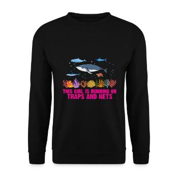 Girl Net Boat Marine Biologist Biology Ocean - Unisex Sweatshirt - black - Front - Alina (178cm) & Michal (187cm)