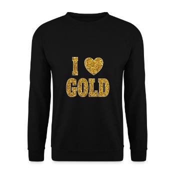 Gold Glitter Effect Glamour - Unisex Sweatshirt - black - Front - Alina (178cm) & Michal (187cm)