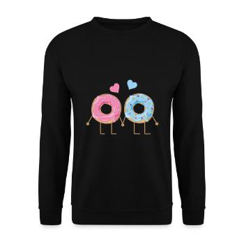 Saint Valentin Couple Amour Saint Valentin Amour Donut - Sweat-shirt Unisexe - noir - Devant - Alina (178cm) & Michal (187cm)