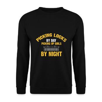 Lockpicking during the day tow truck at night - Unisex Sweatshirt - black - Front - Alina (178cm) & Michal (187cm)