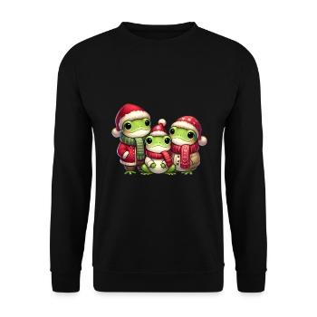 Trio de Noël festif en famille de grenouilles - Sweat-shirt Unisexe - noir - Devant - Alina (178cm) & Michal (187cm)