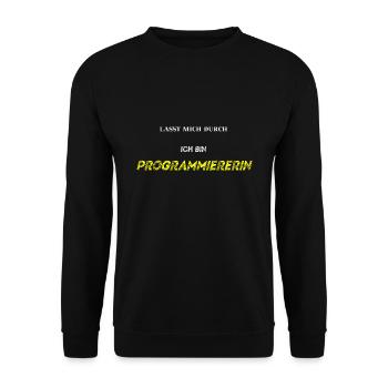 Lasst mich durch ich bin Programmiererin Geschenk - Unisex Pullover - Schwarz - Vorne - Alina (178cm) & Michal (187cm)