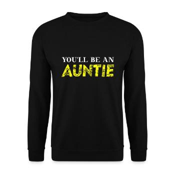 You'll be an auntie Geschenkidee Tante schwanger - Unisex Pullover - Schwarz - Vorne - Alina (178cm) & Michal (187cm)