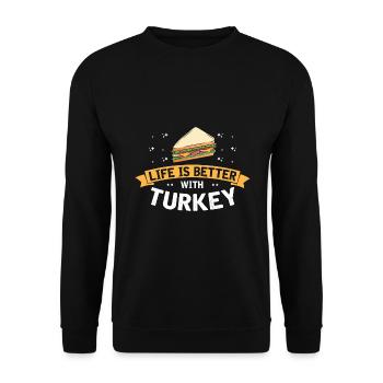 Food Love Sandwich Baguette Ketchup - Sweat-shirt Unisexe - noir - Devant - Alina (178cm) & Michal (187cm)
