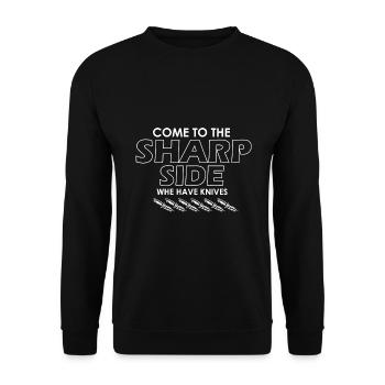 Father and Messerasmmler Messerfan Papa Design - Unisex Sweatshirt - black - Front - Alina (178cm) & Michal (187cm)