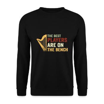 Die Besten Spieler Sitzen Auf Der Bank Harfe - Unisex Pullover - Schwarz - Vorne - Alina (178cm) & Michal (187cm)