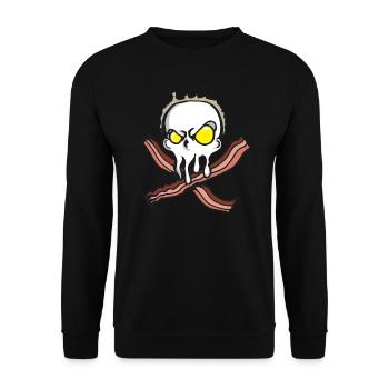 Egg Bacon Breakfast Brunch Fried Egg Pirate Gift - Unisex Sweatshirt - black - Front - Alina (178cm) & Michal (187cm)