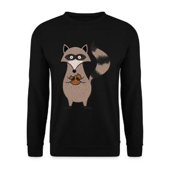 cookie racoon - Unisex Pullover - Schwarz - Vorne - Alina (178cm) & Michal (187cm)
