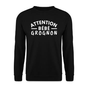 Attention bébé grognon - Sweat-shirt Unisexe - noir - Devant - Alina (178cm) & Michal (187cm)