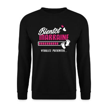 Bientôt marraine veuillez patienter - Sweat-shirt Unisexe - noir - Devant - Alina (178cm) & Michal (187cm)